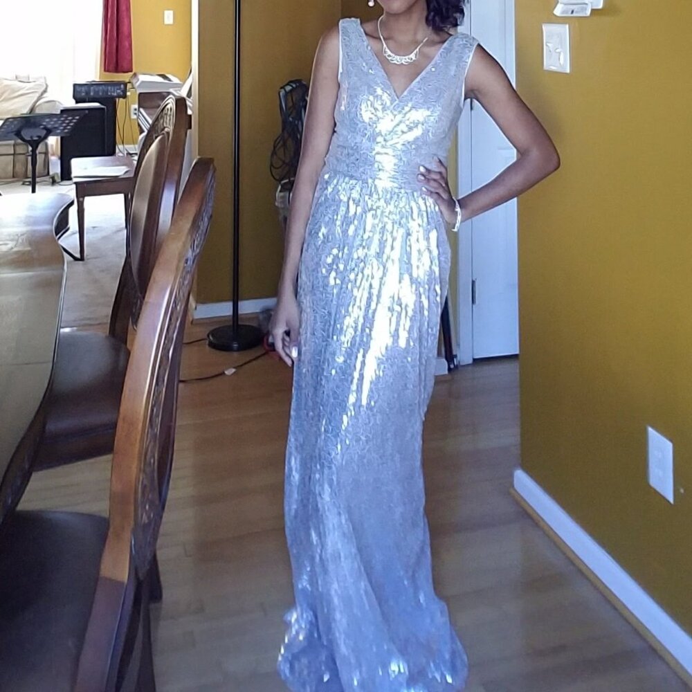 Long silver gown